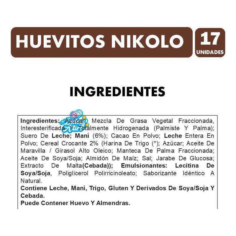 Huevos De Pascua De Nikolo Chocolate Clasico(bandeja De 17u)