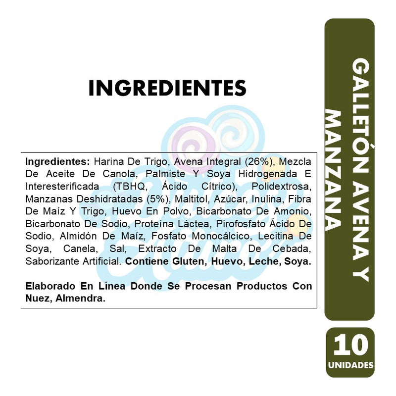 Galletones Sabor Avena Y Manzana Para Colación(pack Con 10u)