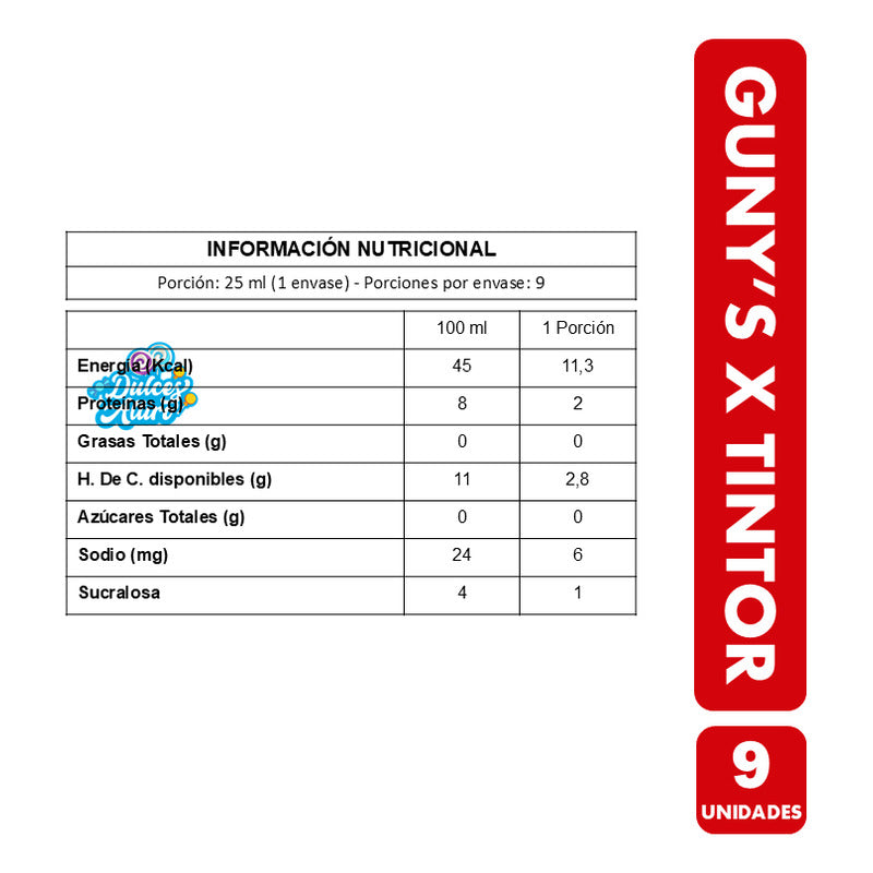 Dulces Ácidos Guny's X-tintor Sabores Surtidos (caja 9 Uni)