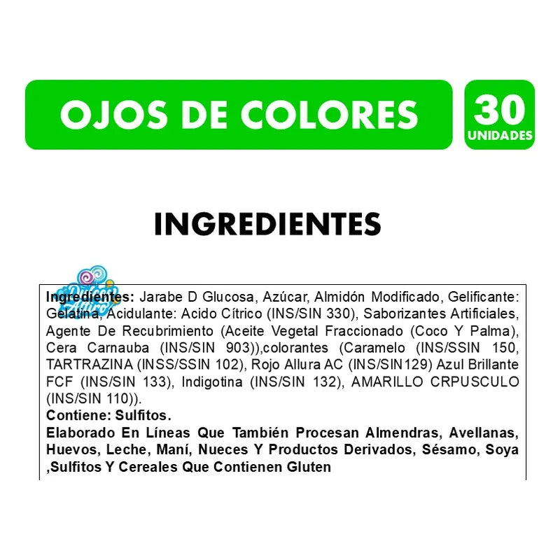 Gomitas Halloween En Forma De Ojos De Colores (bolsa 30 Uni)