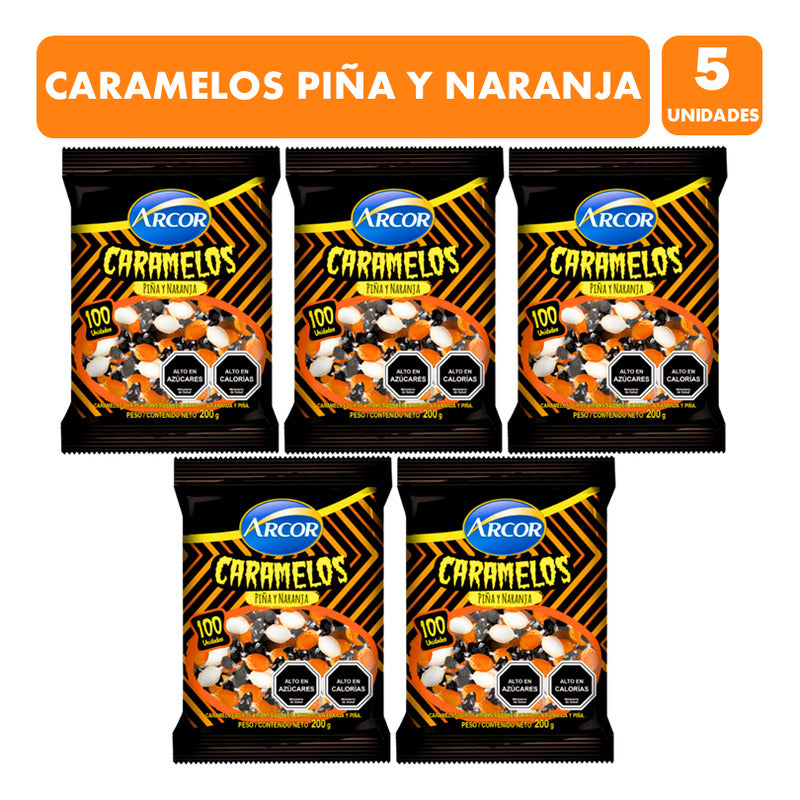 Dulces Para Halloween - Caramelos Piña Y Naranja (pack 5un)