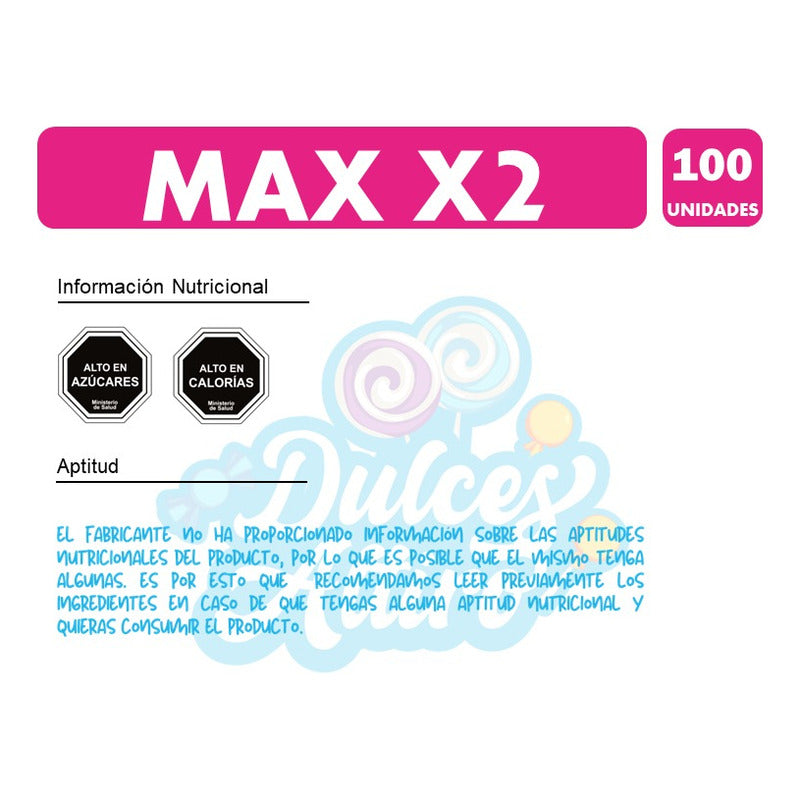 Caramelo Masticable Max X2 Sabores Surtidos(bolsa Con 100u)