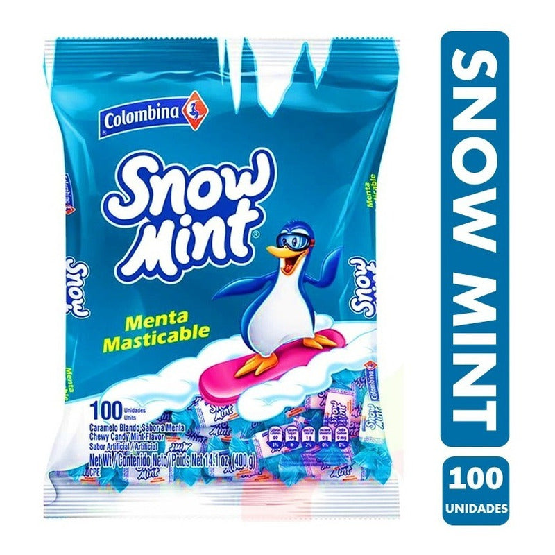 Dulces Snow Mint, Marca Colombina - Bolsa Con 100 Unidades.