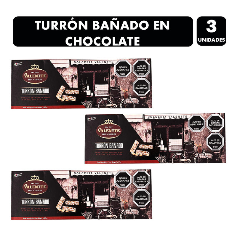 Turrón De Maní Bañado En Chocolate De Valentte (pack 3 Uni)