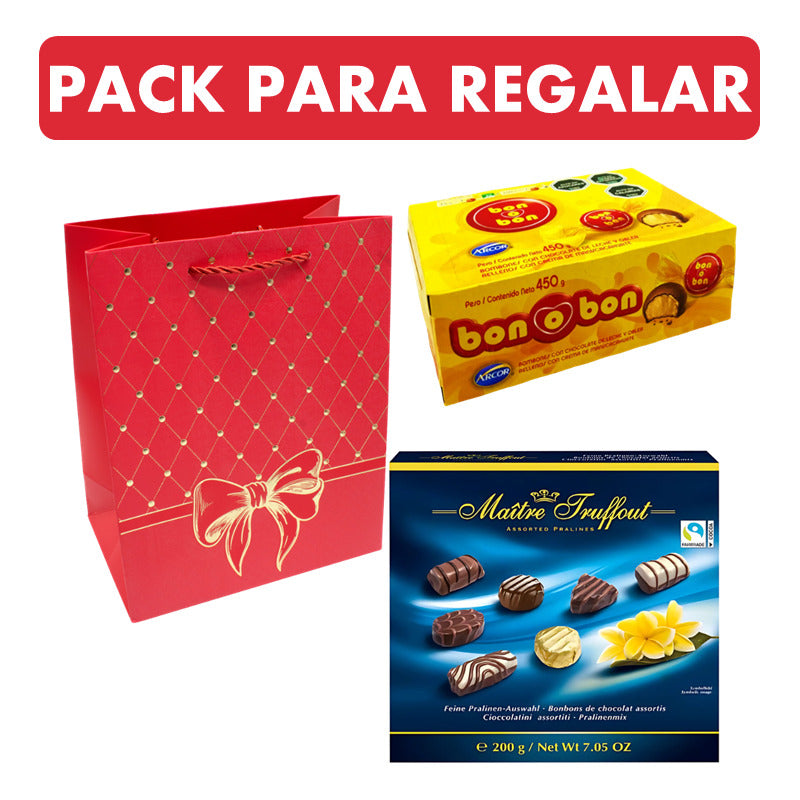 Pack Bombones Maitre Truffout + Caja Bon O Bon + Bolsa