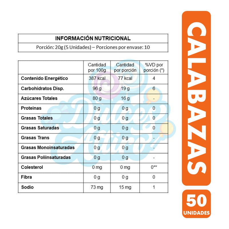 Caramelos Calabazas - Especial Halloween (bolsa Con 50 Uni)