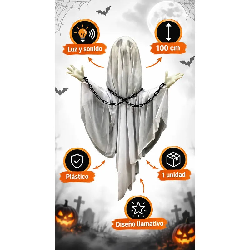 Fantasma Animatronics Con Luz Y Sonido Decoración Halloween