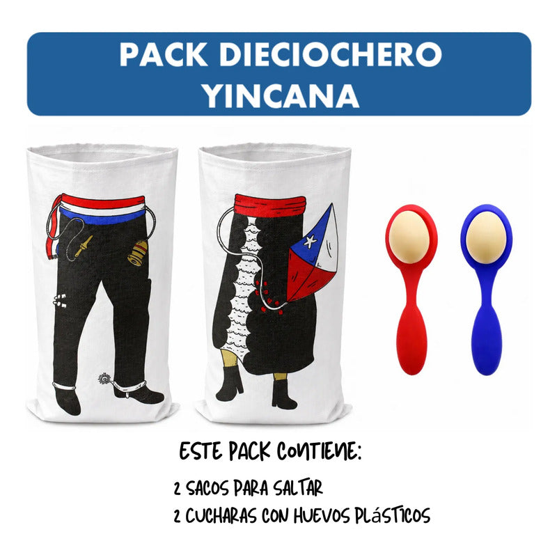 Yincana Dieciochera (pack 2 Sacos + 2 Cucharas Con Huevos)