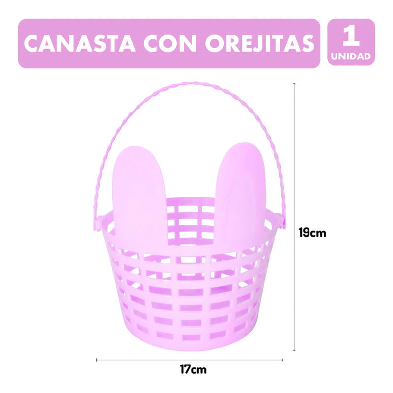 Canasta Para Huevitos De Pascua - Diseño Orejitas Lila