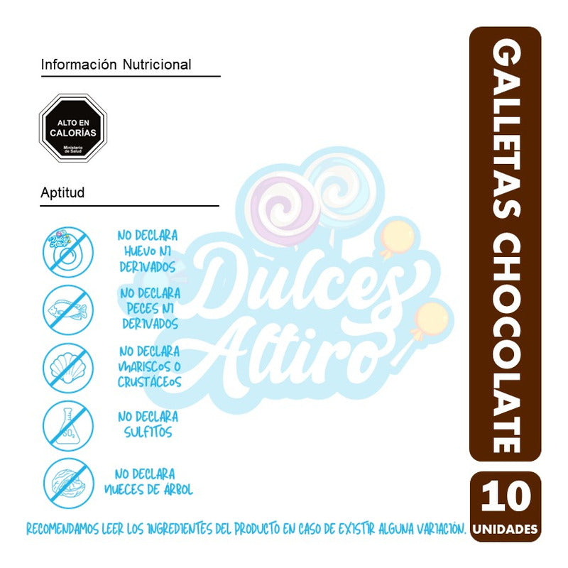 Galletas Colación, Sabor Chocolate - Pack 10un. De 35gr C/u.