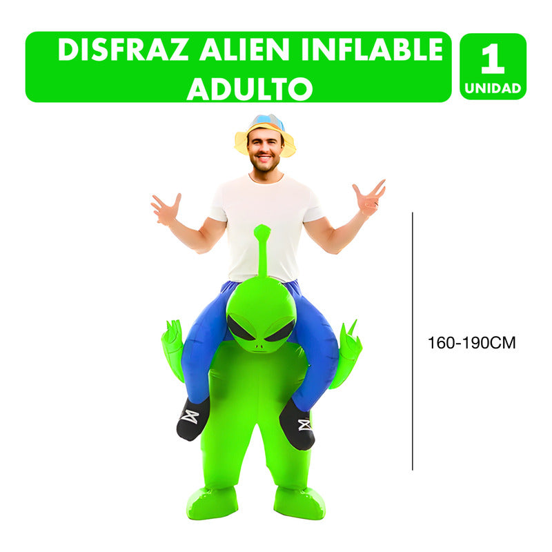 Disfraz Inflable Marciano Divertido Para Adulto 160-190 Cm Verde Lima