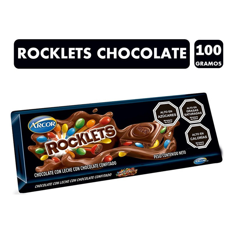 Chocolate Rocklets Arcor - Con Chocolate Confitado (100 Gr)