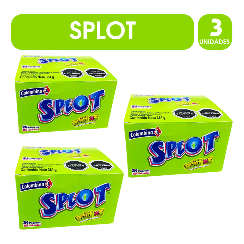 Chicle Splot - Chicle En Pelotitas - Pack De 3 Cajas De 24un