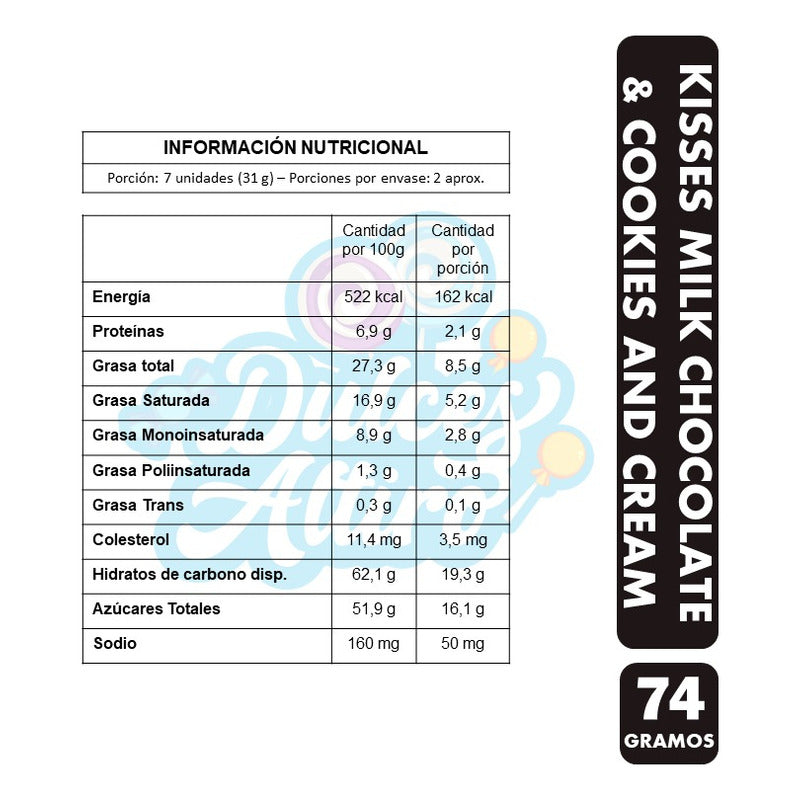 Chocolate Kisses Milk Chocolate & Cookies And Cream (74 Gr)