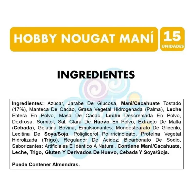 Hobby Tradicional Nougat De Arcor - Caja Con 15 Unidades
