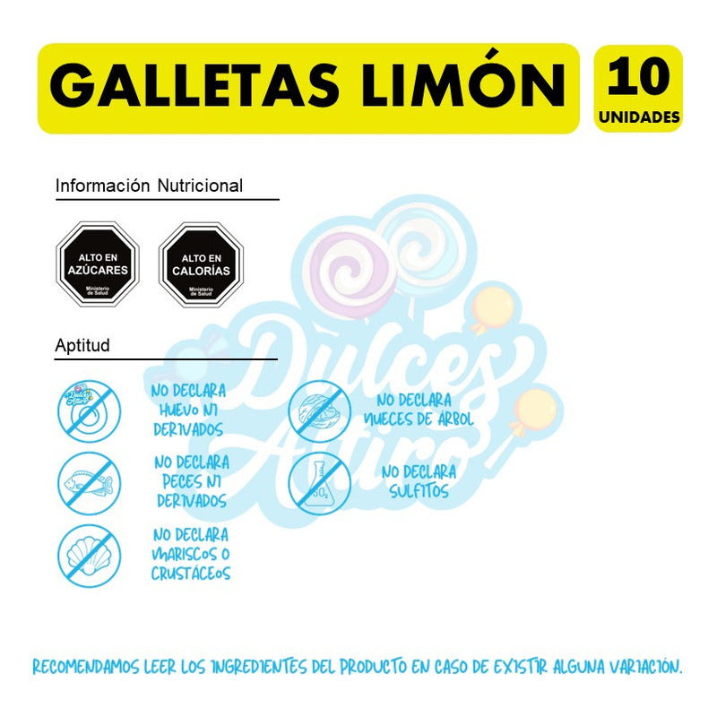 Galletas Sabor Limón Especial Colación Dosenuno(pack De 10u)