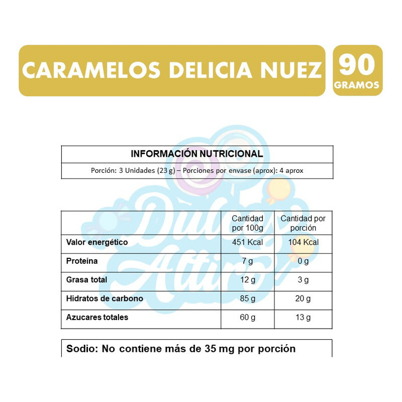 Caramelo Delicia De Nuez Merello(contiene 90 Gramos)
