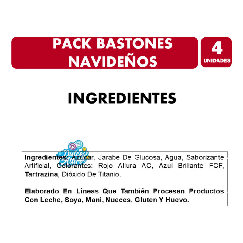 Bastones De Navidad Para Colgar Árbol - Pack 4 Unidades