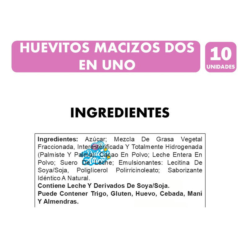 Huevitos De Chocolate Macizos Dos En Uno (bolsa Con 10 Uni)