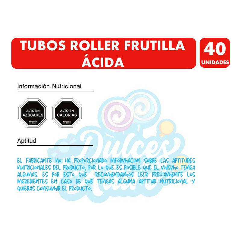 Gomitas Fini Tubos Roller Sabor Frutilla Ácida (caja 40 Uni)