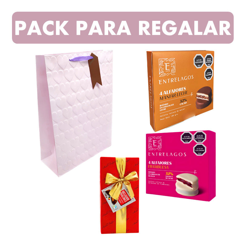 Pack Alfajores Entrelagos + Bombones + Bolsa De Regalo