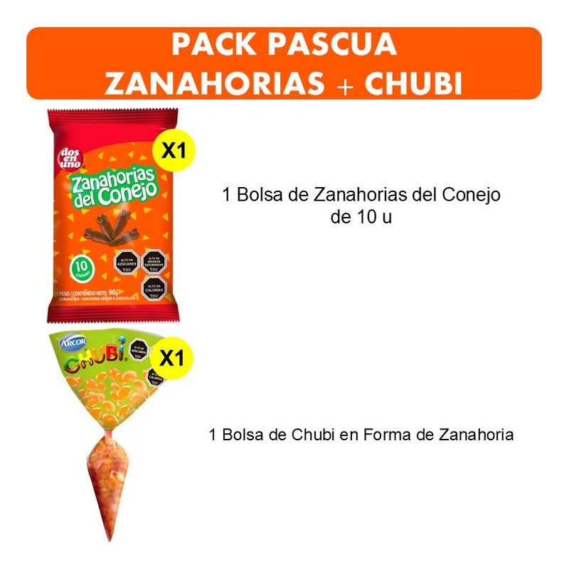 Pack Zanahorias Del Conejo + Huevitos De Pascua Chubi
