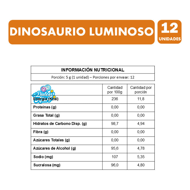 Juguetes Para Cumpleaños - Dinosaurio Luminoso (caja 12 Un)