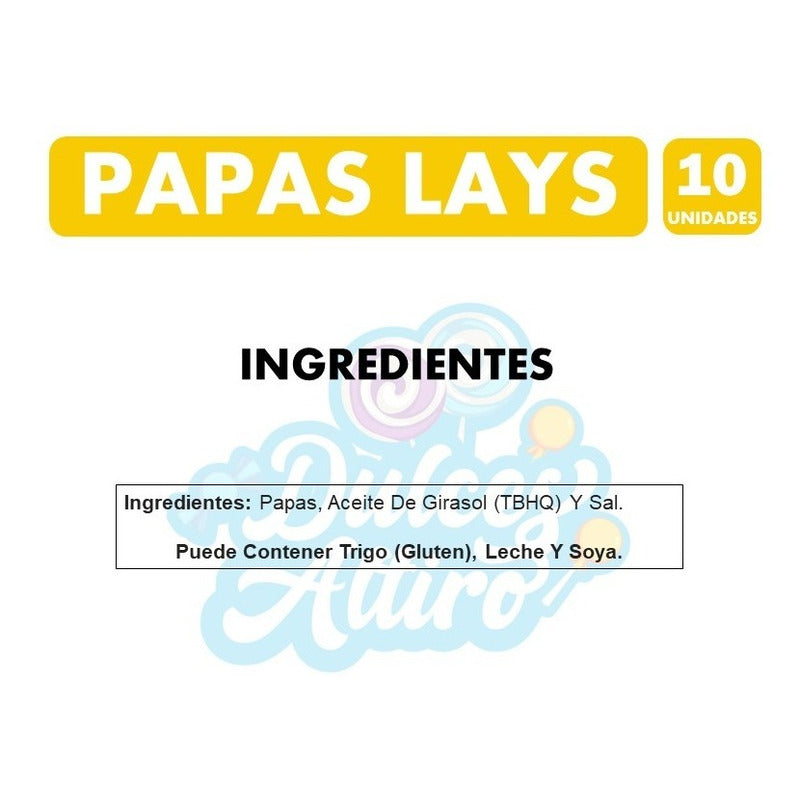 Papas Lays (manga De 10 Unidades)