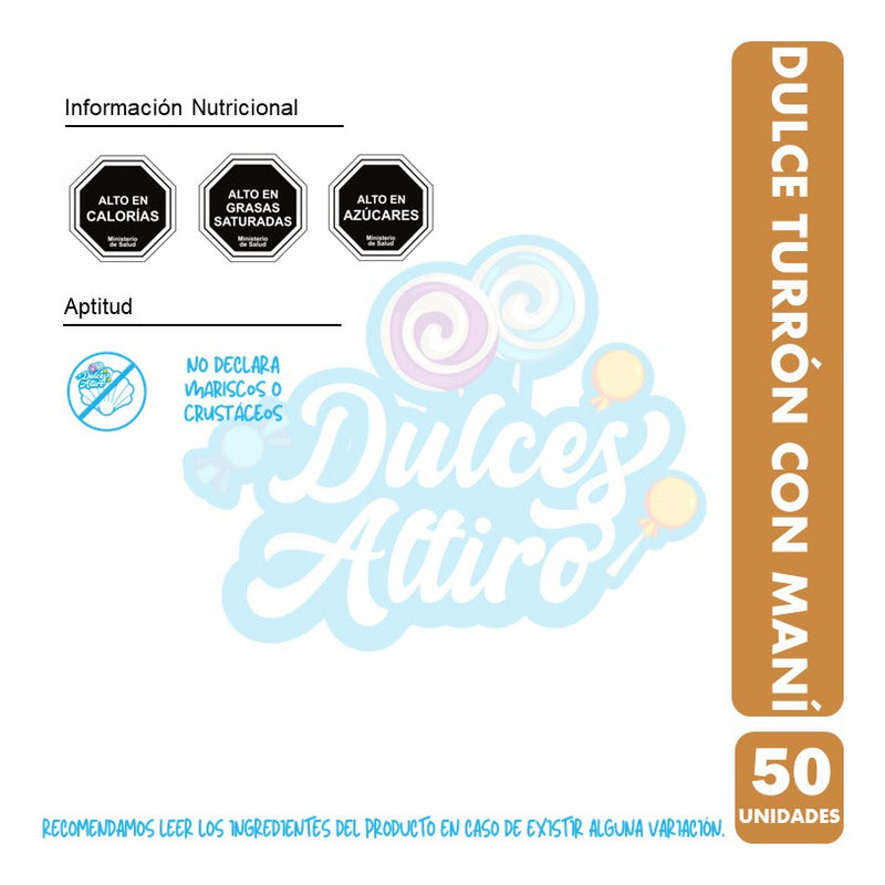 Dulce Turrón Con Maní Bolsa 50 Unidades