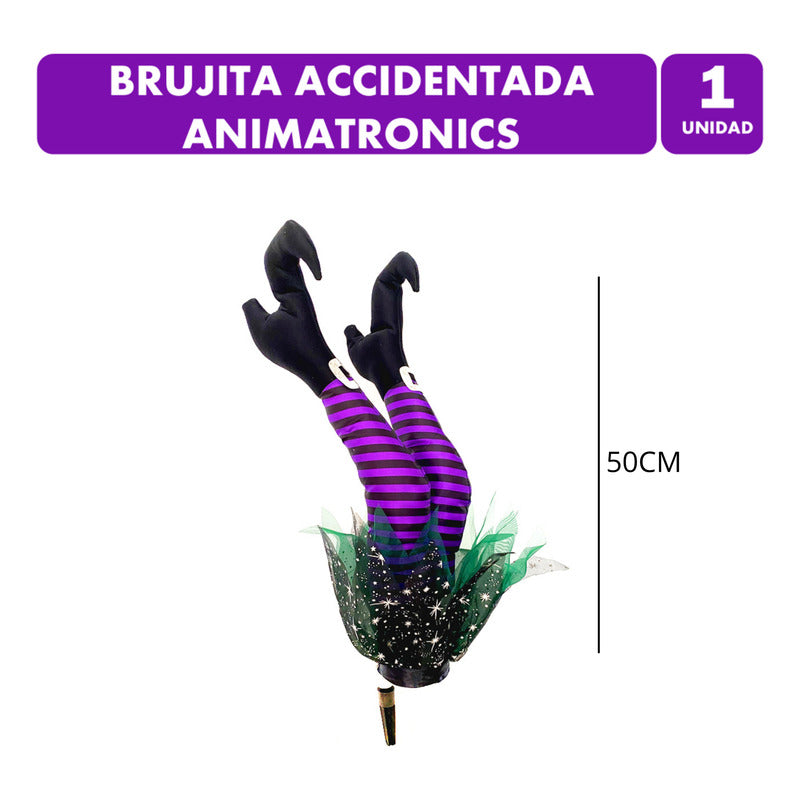 Brujita Accidentada Boca Abajo Con Movimiento Halloween