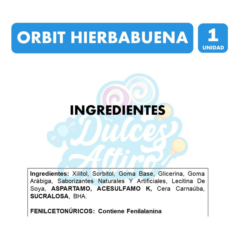 Chicle Orbit Hierbabuena-envase Verde(frasco Con 45unidades)