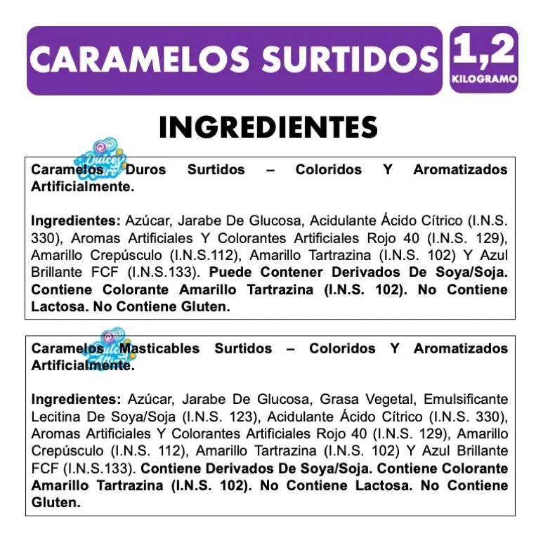 Dulces Caramelos Para Piñatas Berbau Mix Sin Gluten (1,2kg)