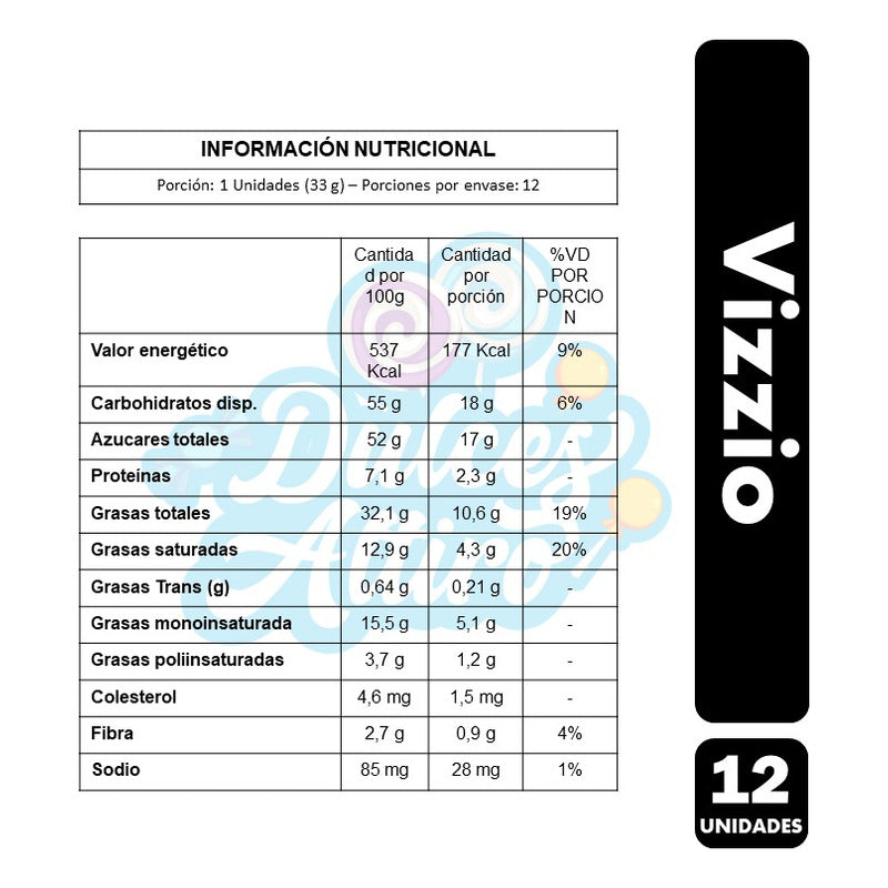Chocolate Costa Vizzio, Tamaño Para Compartir (caja Con 12u)