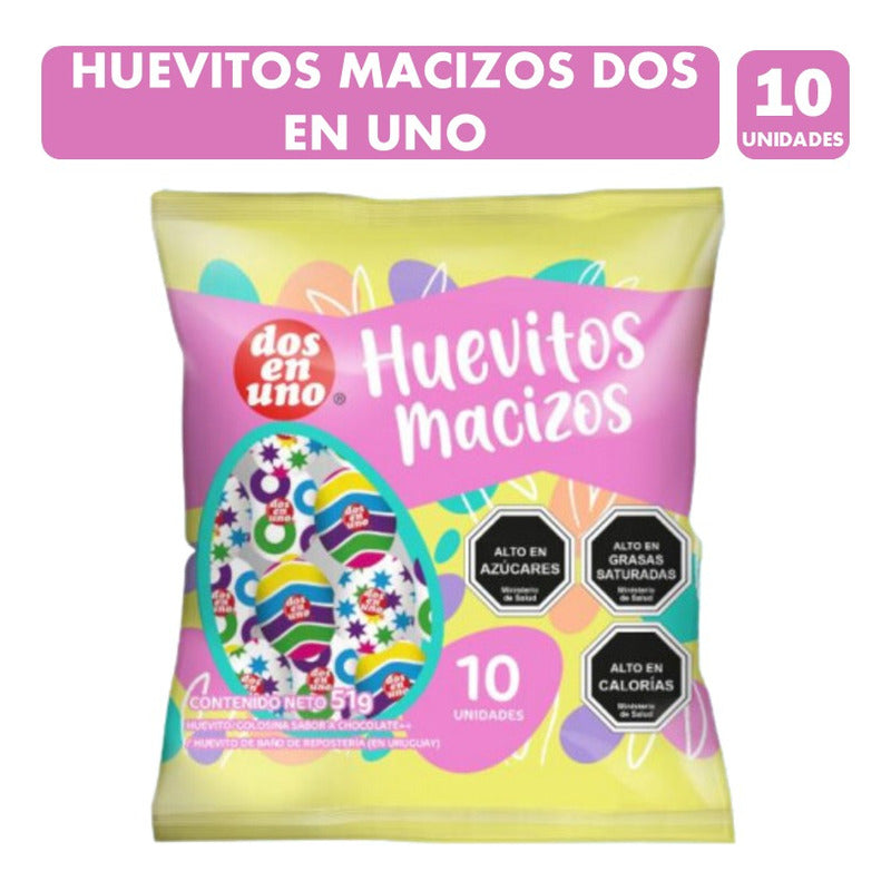 Huevitos De Chocolate Macizos Dos En Uno (bolsa Con 10 Uni)