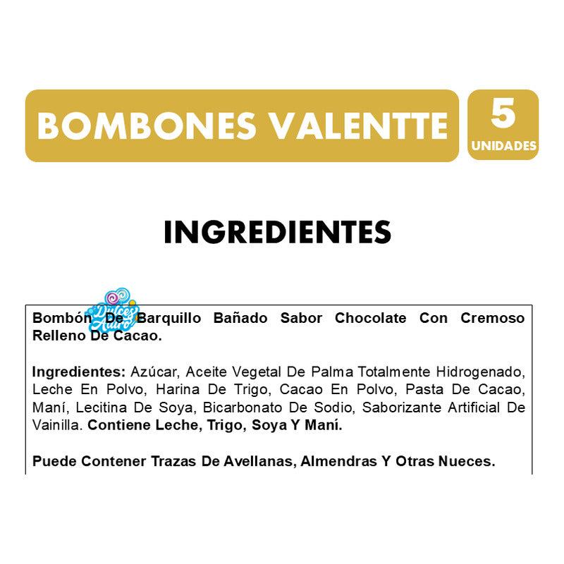 Bombones Valennte - Para Regalo Forma Mini Corazón (5 Uni)