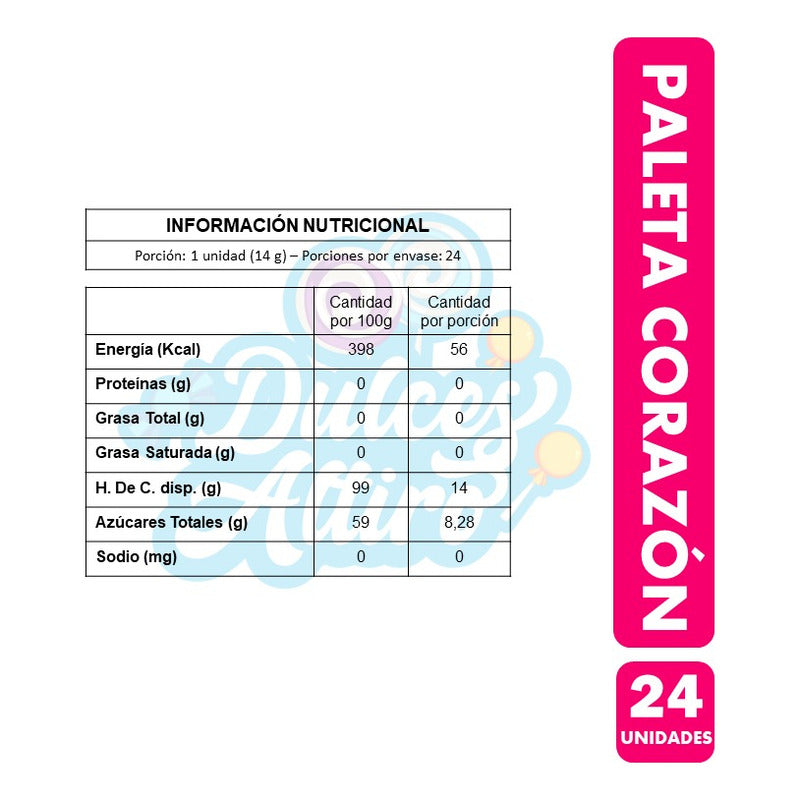 Chupetin Forma  Corazón Sabor Cereza De Mabu(bolsa Con 24u)