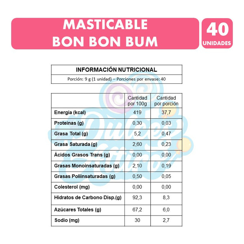 Masticable Bon Bon Bum Rojo Sabor Fresa (bolsa 40un)