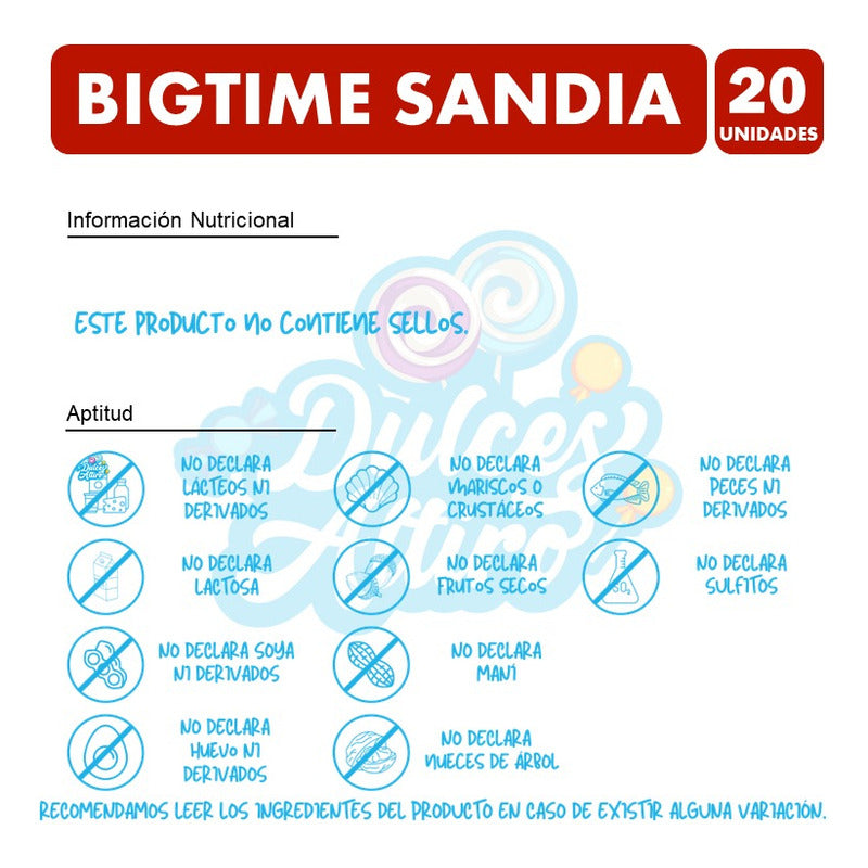 Chicle Bigtime Sandía Display 20 Unidades 11gr