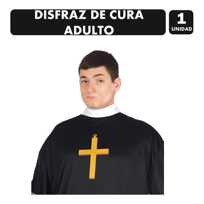 Disfraz De Cura Hombre Con Cruz  Especial Fiesta Halloween Negro M