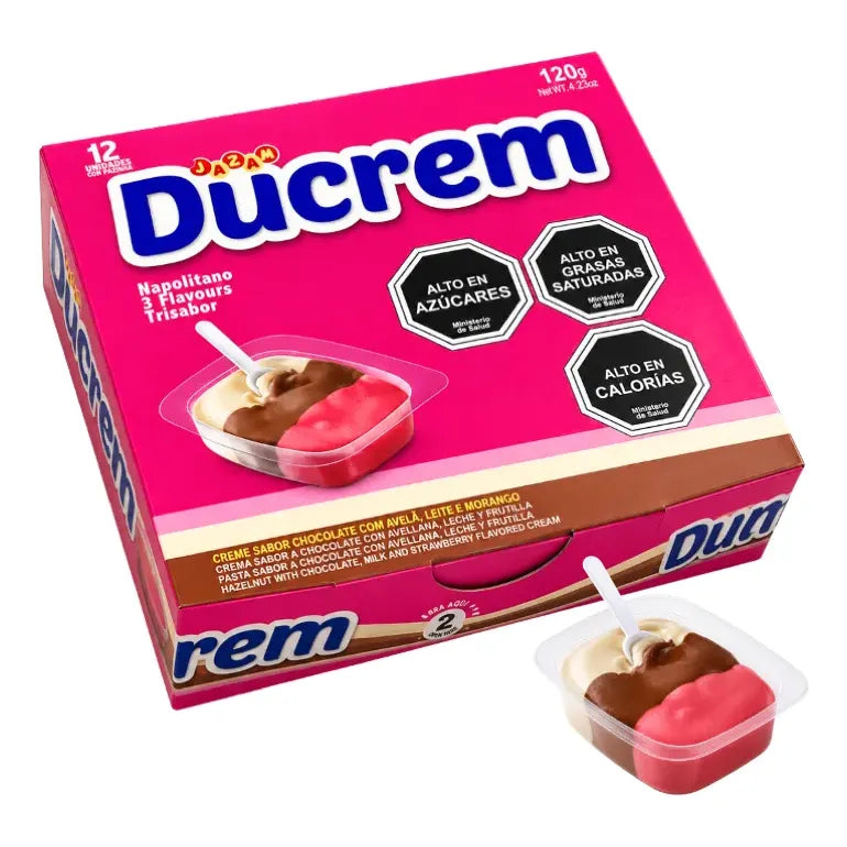 Ducrem Crema Sabor Chocolate Con Avellana, Leche Y Frutilla