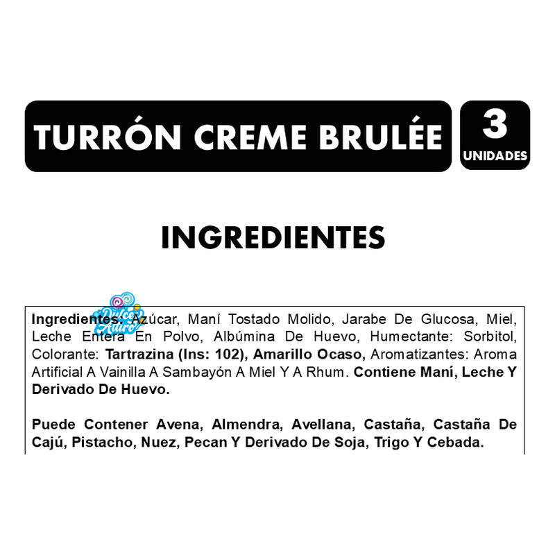 Turrón De Maní Creme Brulée Valentte (pack 3 Unidades)