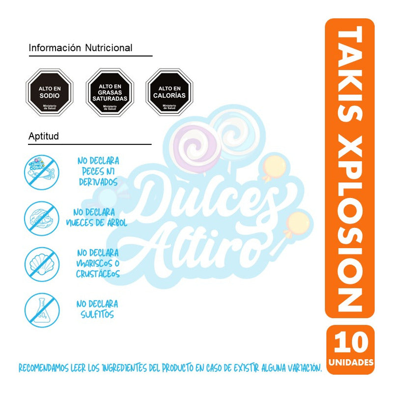 Takis Xplosion, Sabor Queso - Especial Colación (pack 10uni)