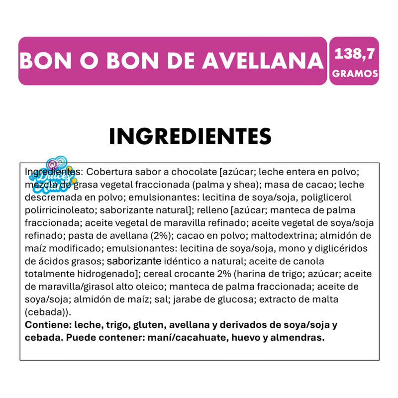 Bon O Bon Mini Bombones Rellenos Con Pasta De Avellana