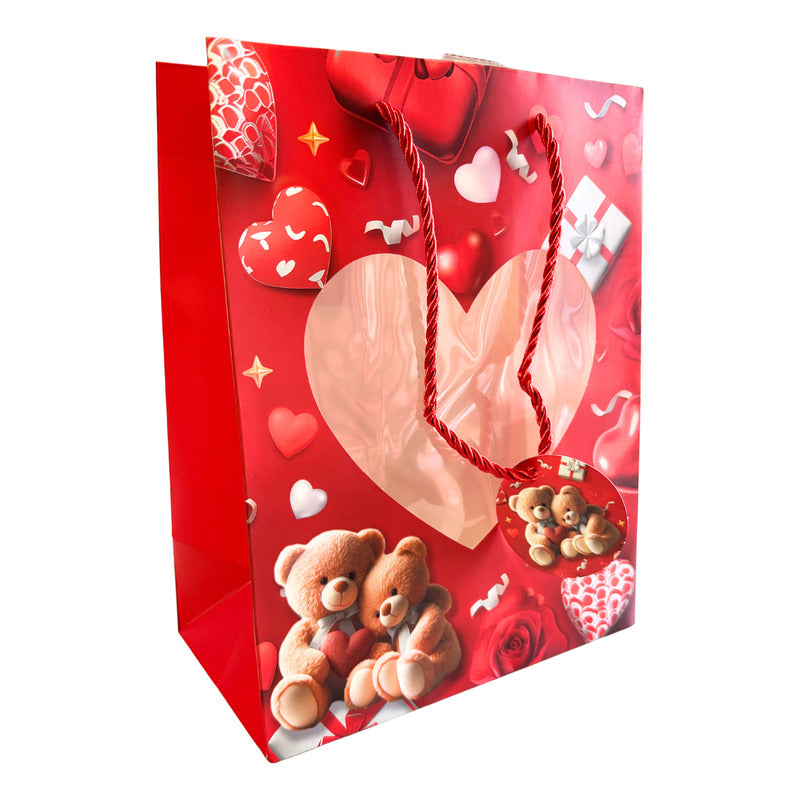 Bolsa De Regalo San Valentin Ventana Corazon 18x23 -unitario Sutido Bolsa Ventana Corazon