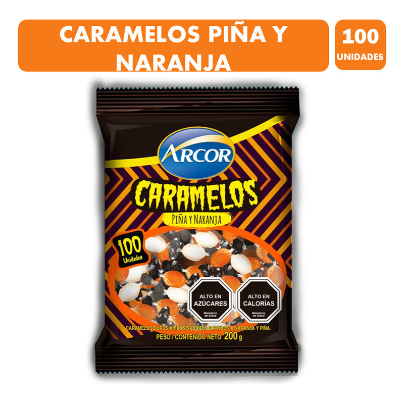 Dulces Halloween - Caramelos Piña Naranja (bolsa Con 100u)