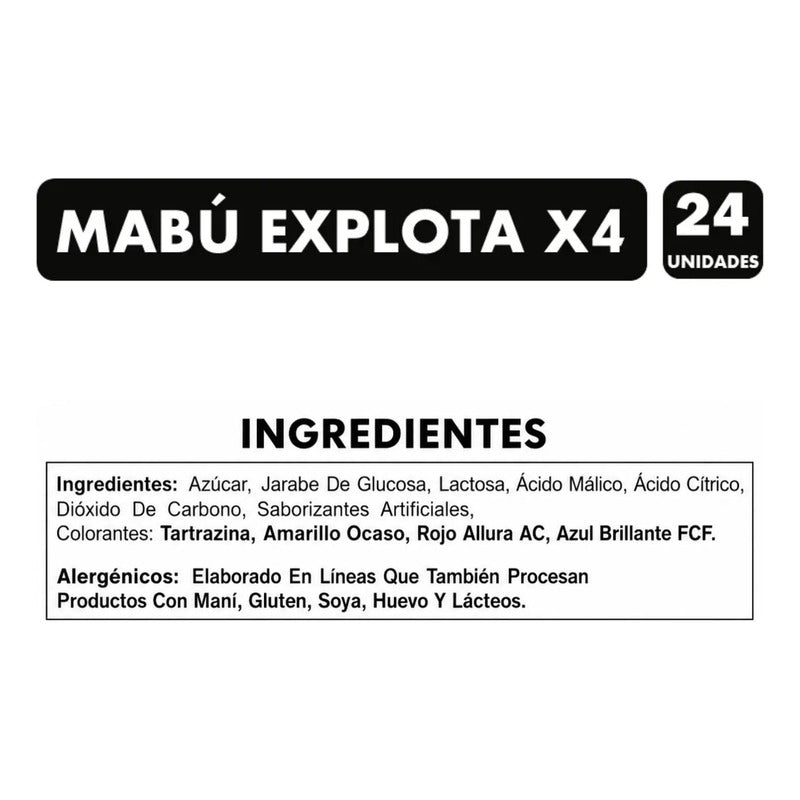Mabu Explota X4 Caramelo Explosivo (caja 24 Unidades)