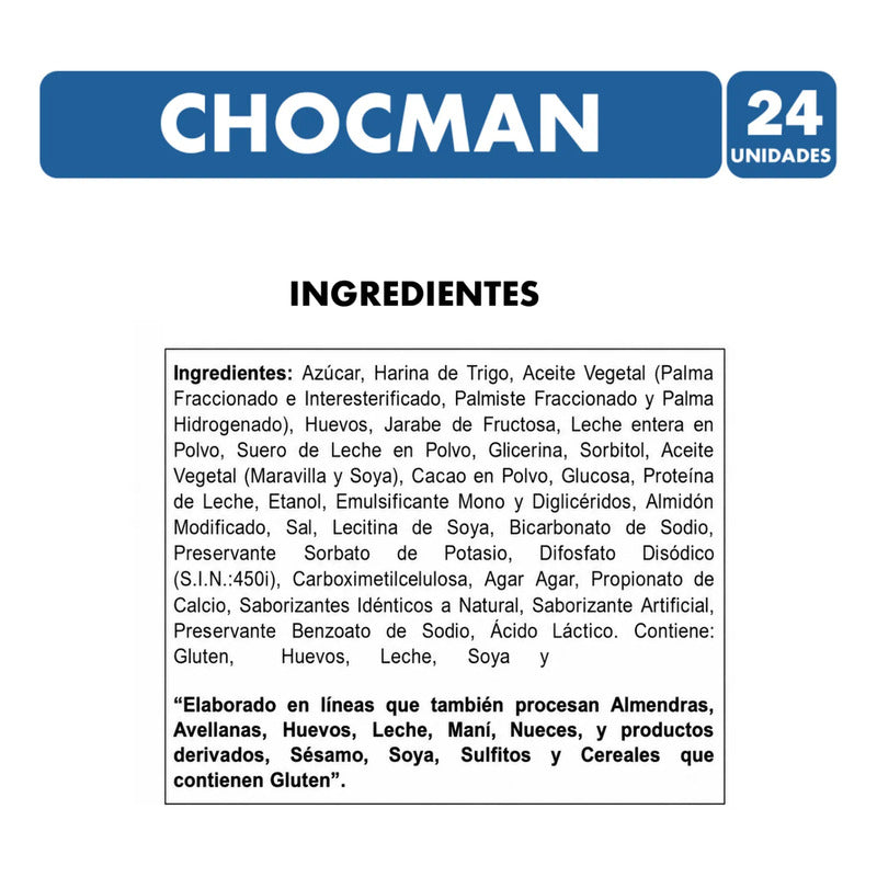 Chocman Bizcocho Bañado Relleno Con Manjar Caja 24 Unidades