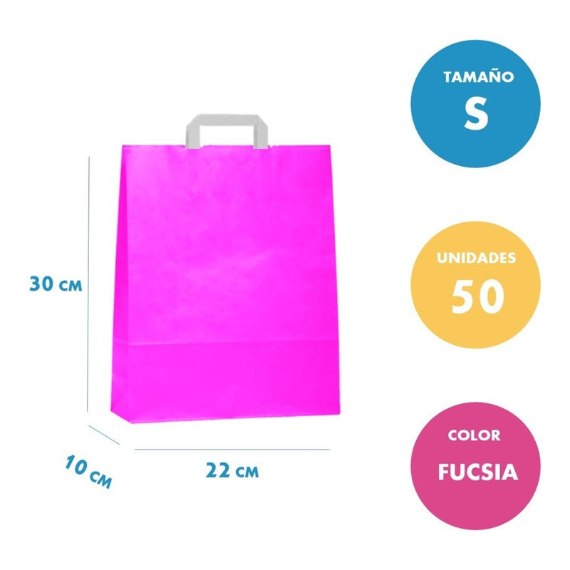 Bolsas De Papel Kraft 22x30x10cm, Con Manilla (50 Unidades)