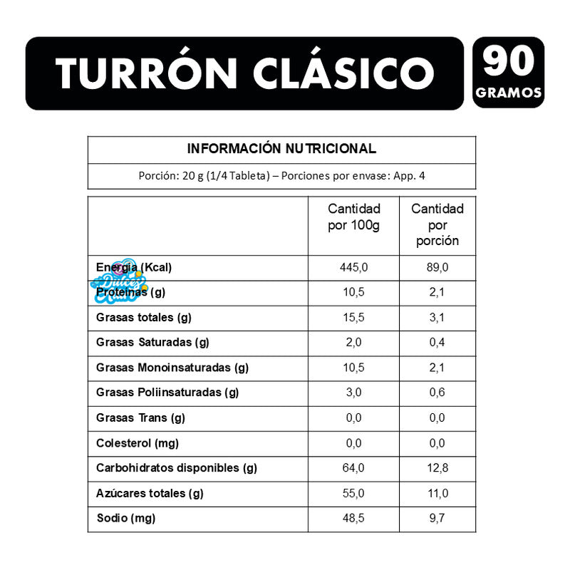 Turrón De Maní Clásico - Original Valentte (barra 90 Gramos)