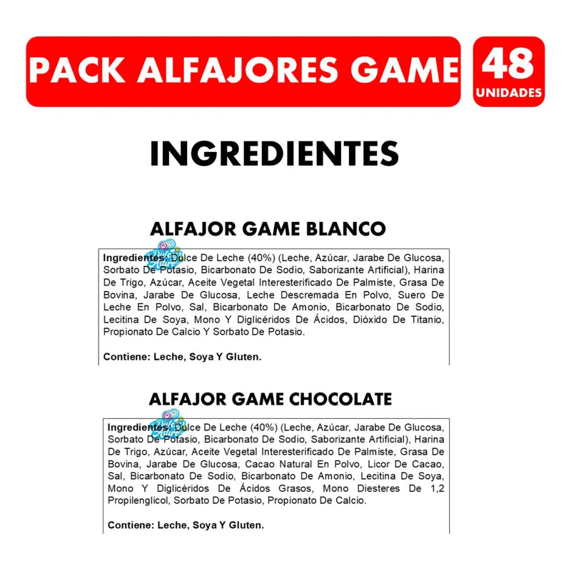 Alfajores Game De Chocolate Blanco Y Café - Pack Con 48 Uni